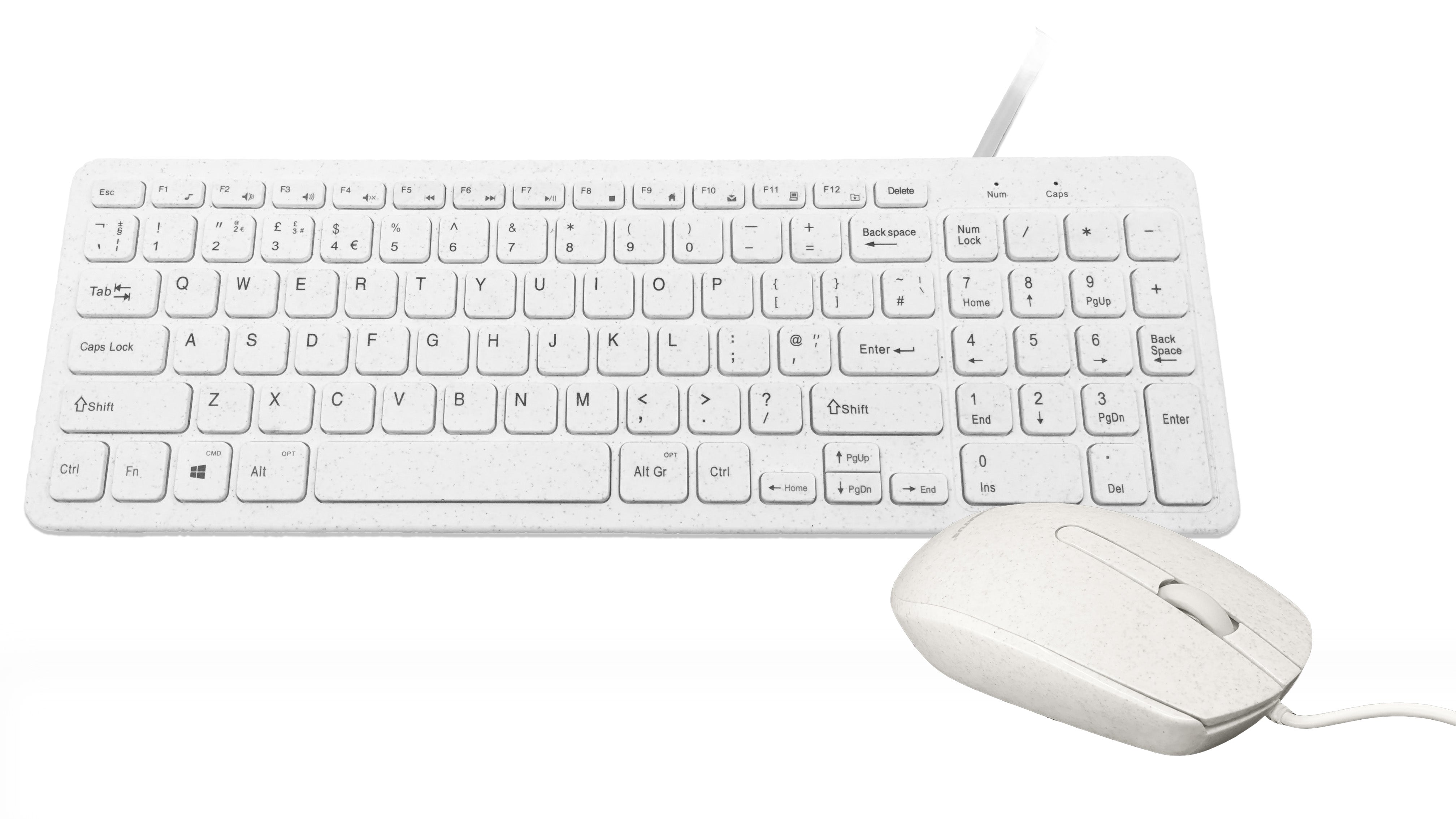 Accuratus Bioplastic Bundle - White Biodegradable Keyboard & Mouse Set - Wired