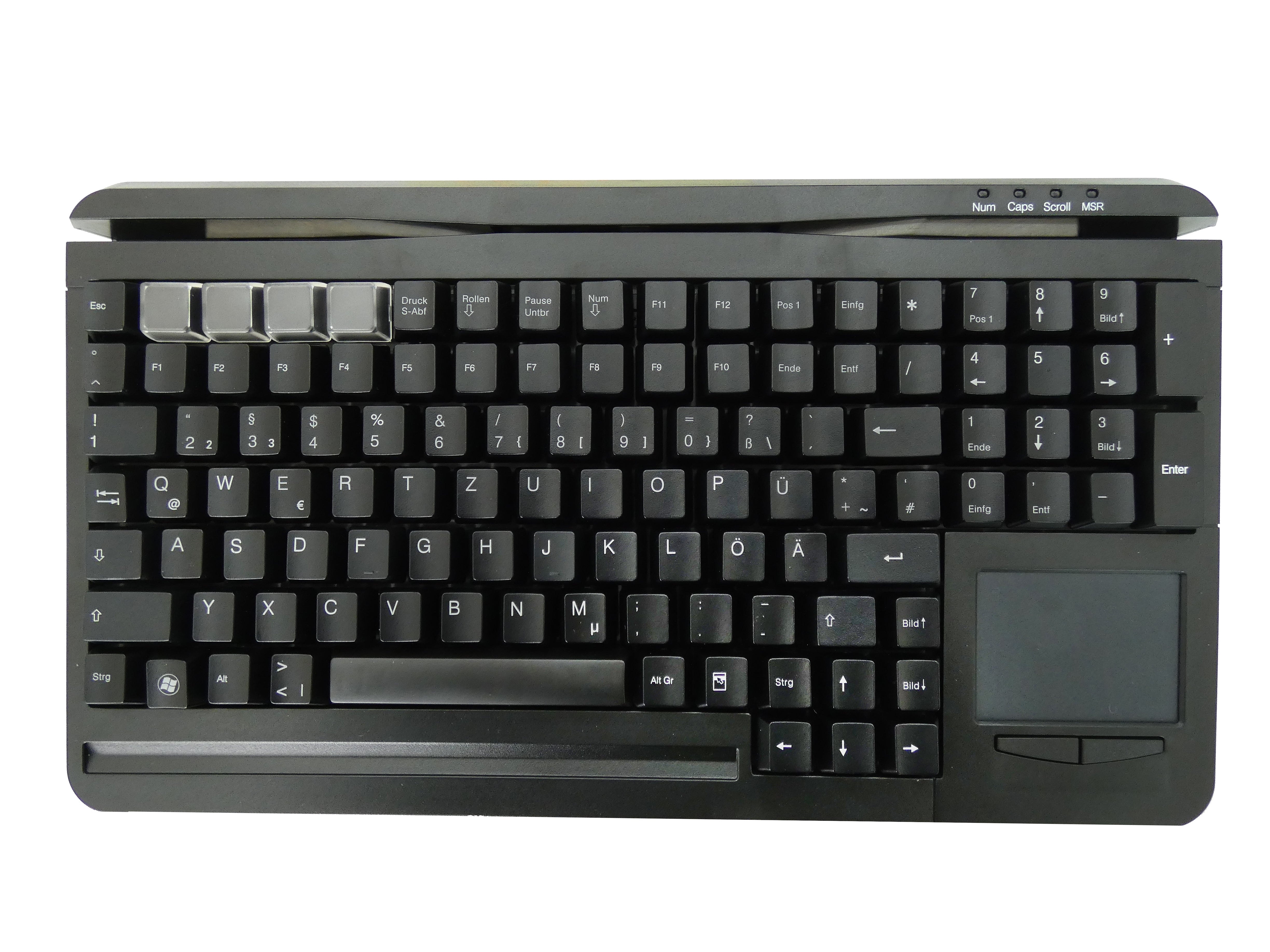 Accuratus S109C - USB Compact QWERTY & Programmable POS 109 Key Keyboard with MSR and Touchpad
