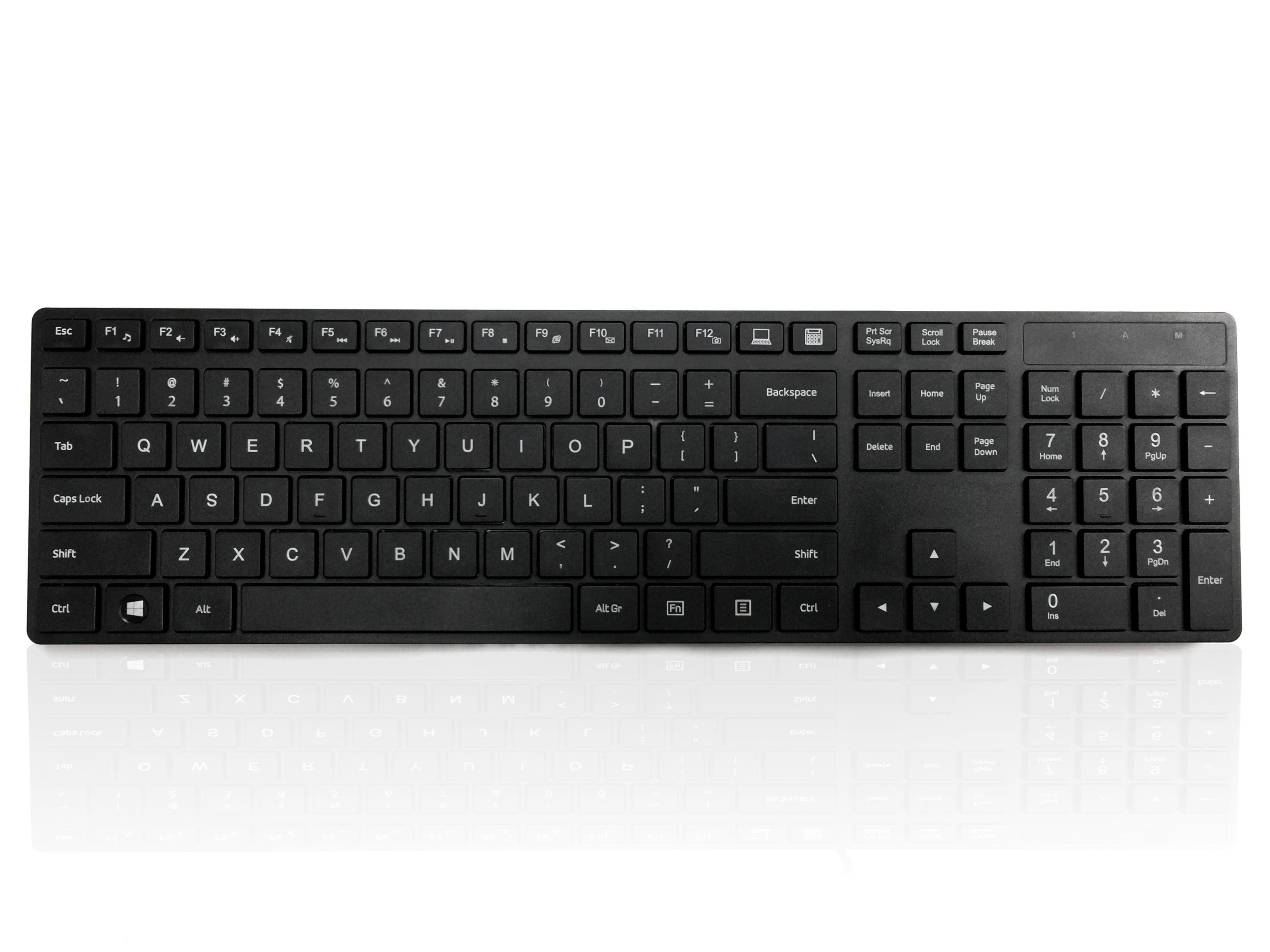 Accuratus 301 - PS/2 Full Size Super Slim Multimedia Keyboard with Square Modern Keys in Black