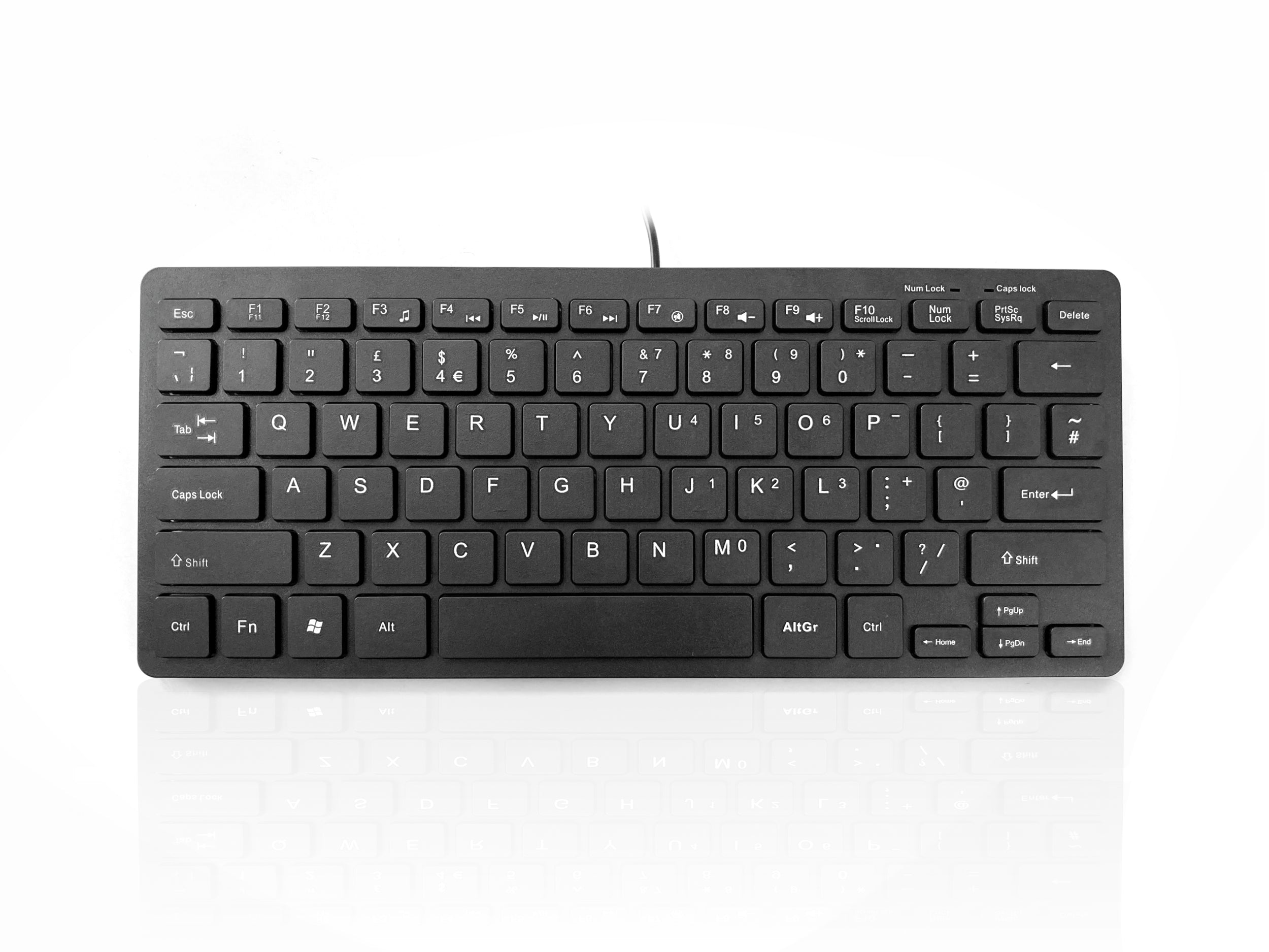 Accuratus 395 V2 - USB Super Slim Mini Keyboard made Using 100% Recycled Plastics - Black