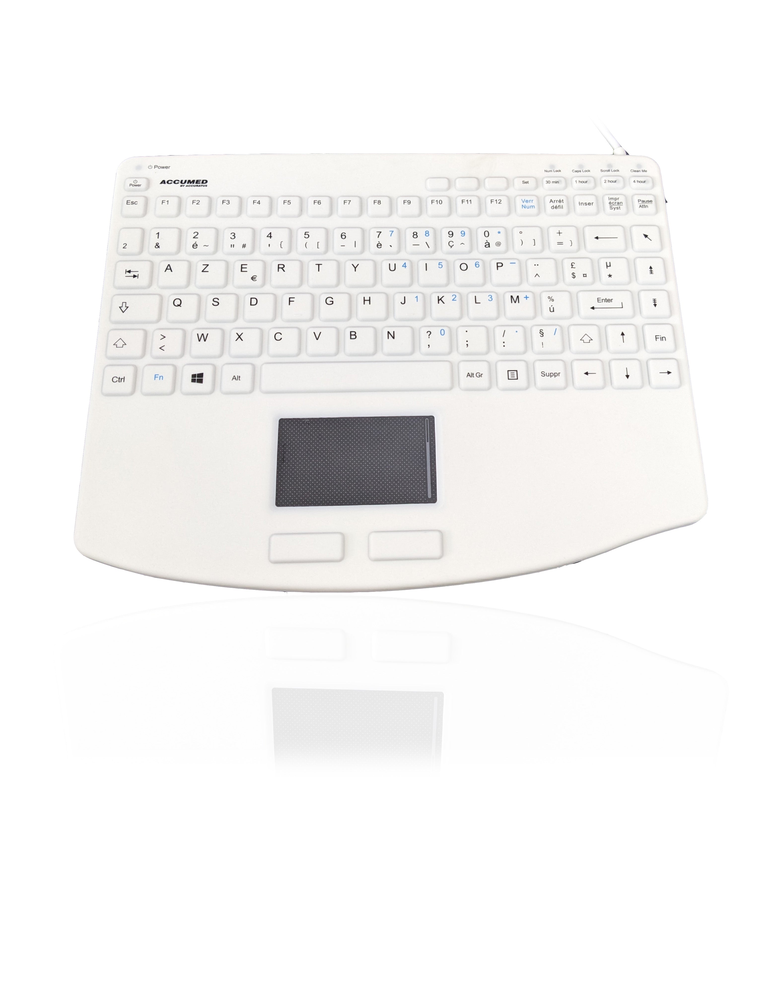 Accuratus AccuMed 540 V2 - Mini clavier clinique/médical antibactérien étanche IP67 USB avec grand pavé tactile