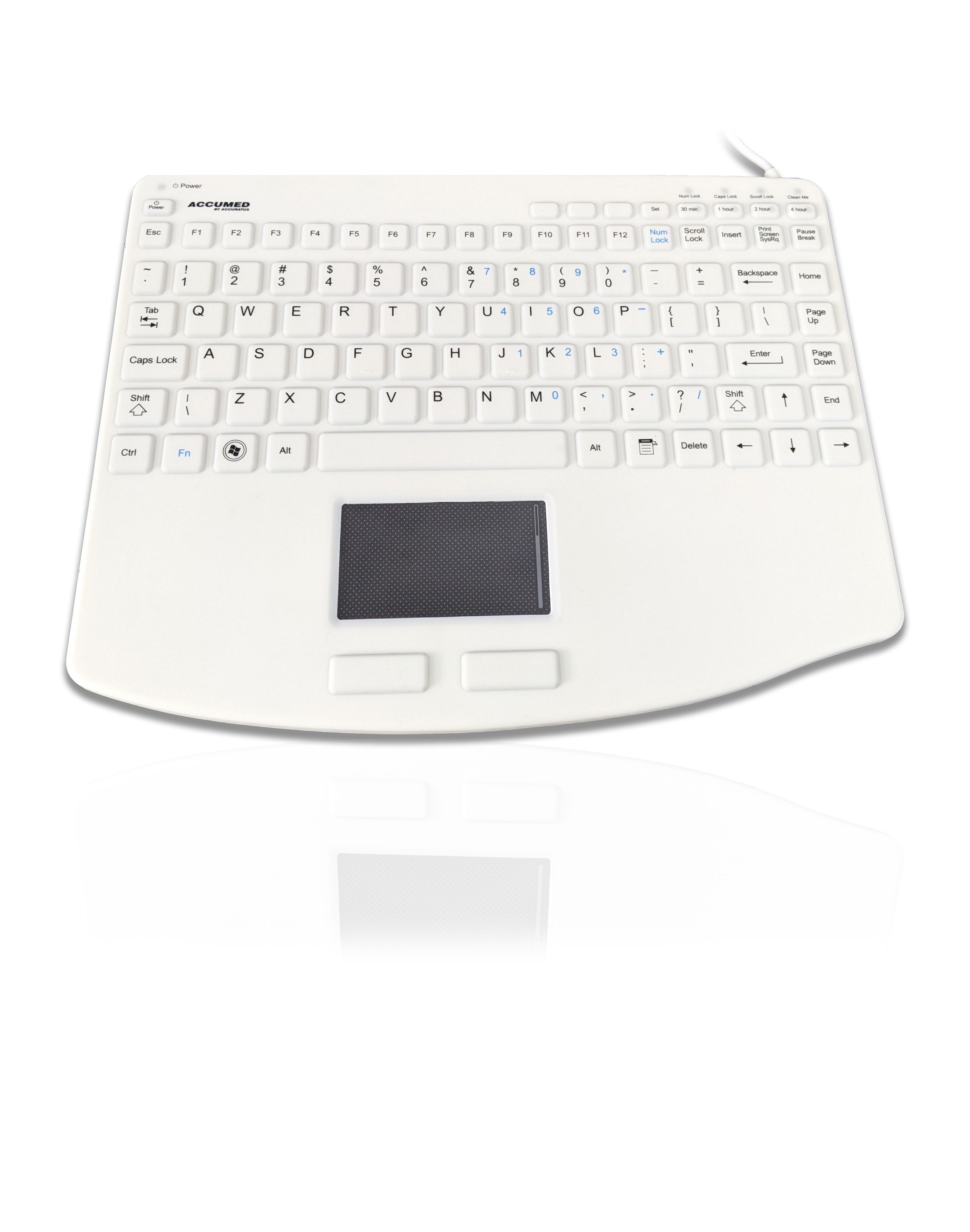 Accuratus AccuMed 540 V2 - Mini clavier clinique/médical antibactérien étanche IP67 USB avec grand pavé tactile