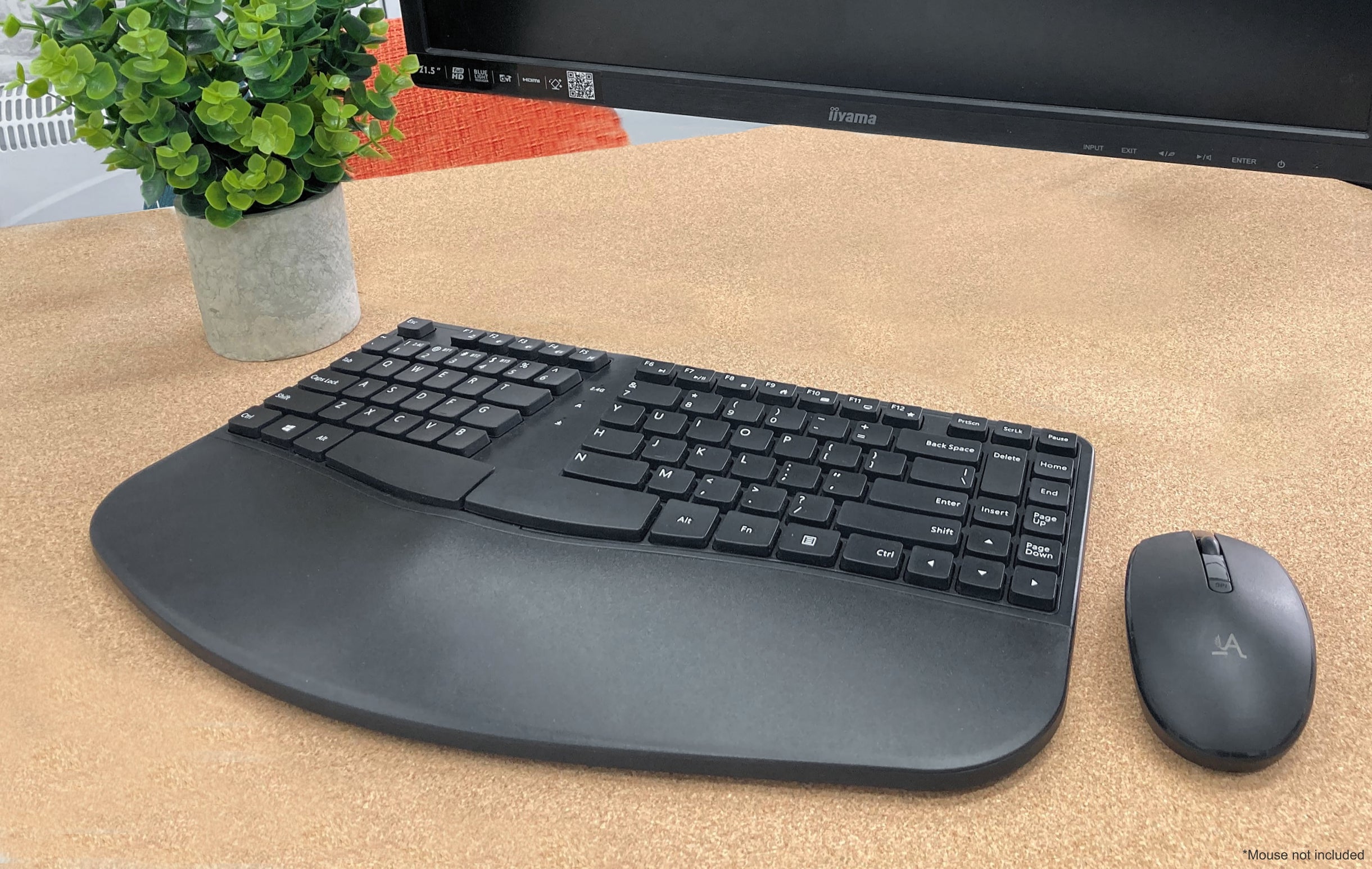 Accuratus Contour Multidevice Wireless - Bluetooth & RF Wireless Sculptured Ergonomic Split Key Multimedia Keyboard with Reverse Tilt