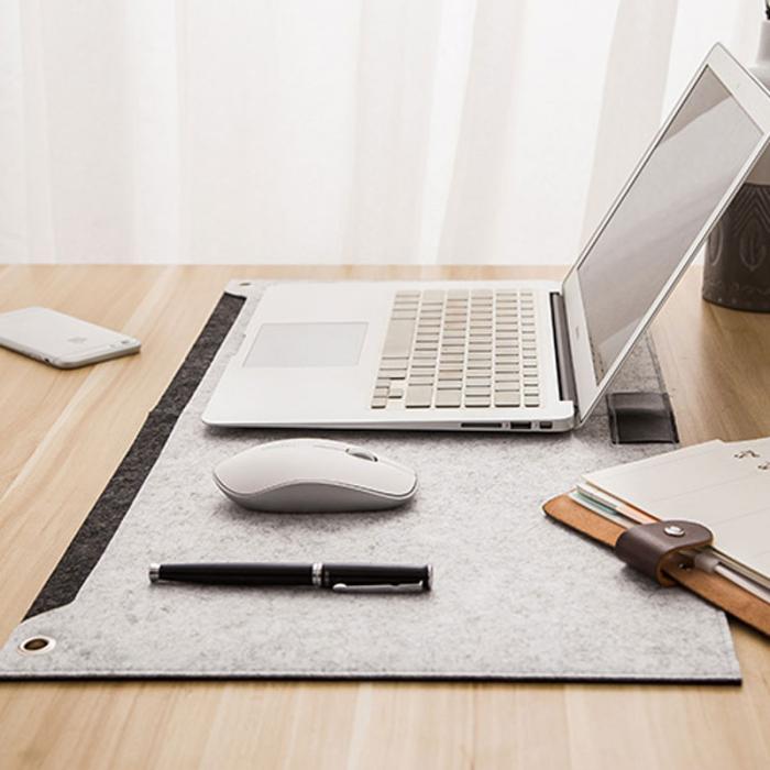 Tapis de bureau et tapis de souris en feutre pour ordinateur/ordinateur  portable avec compartiment pour stylo et papier