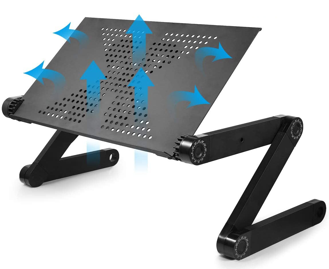 Accuratus Integer Desk - Bureau multi-angle réglable en hauteur avec ventilateurs de refroidissement intégrés - Support pour ordinateur portable