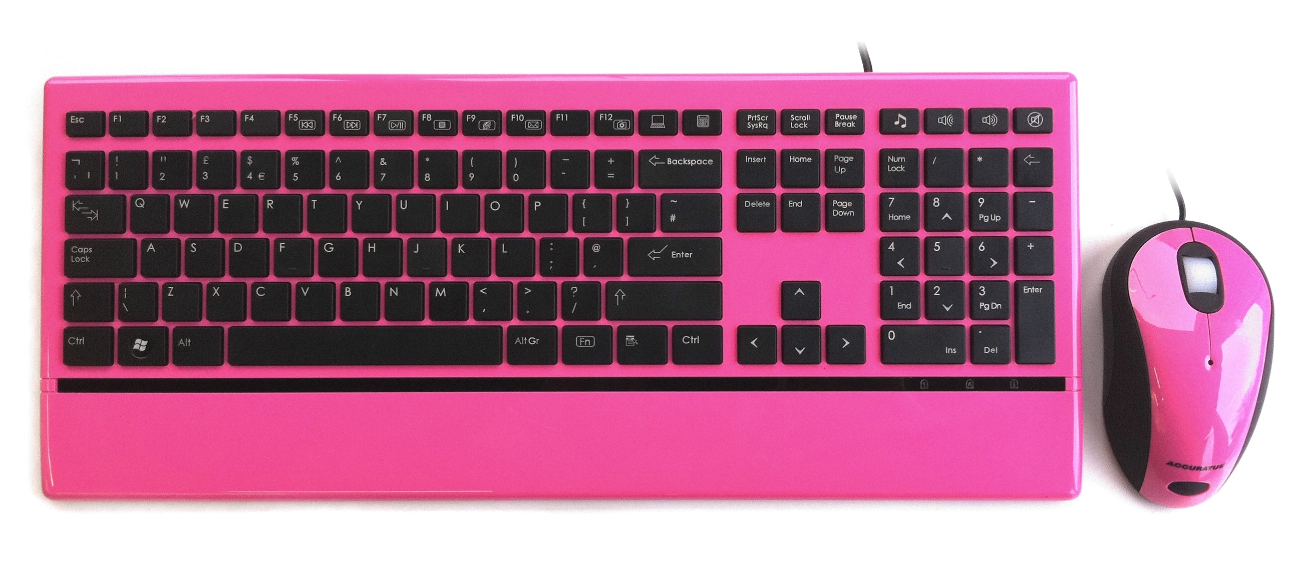 Ensemble d'images Accuratus - Clavier et souris USB minces de taille standard avec finition brillante rose piano