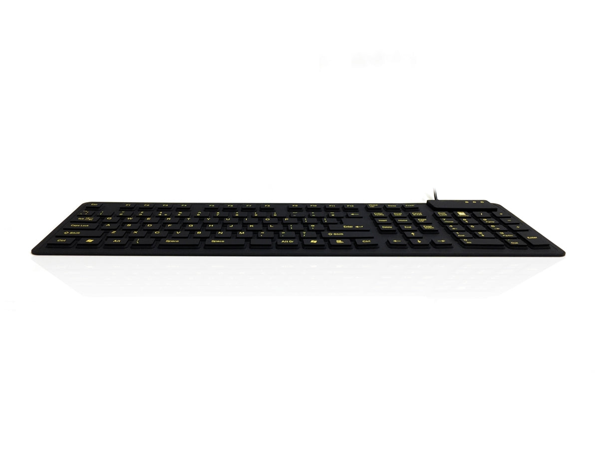 Accuratus WP127 V2 - USB & PS/2 Full Size IP54 Sealed Flexible Roll Up Silicone  Keyboard with High Visibility Key Legends