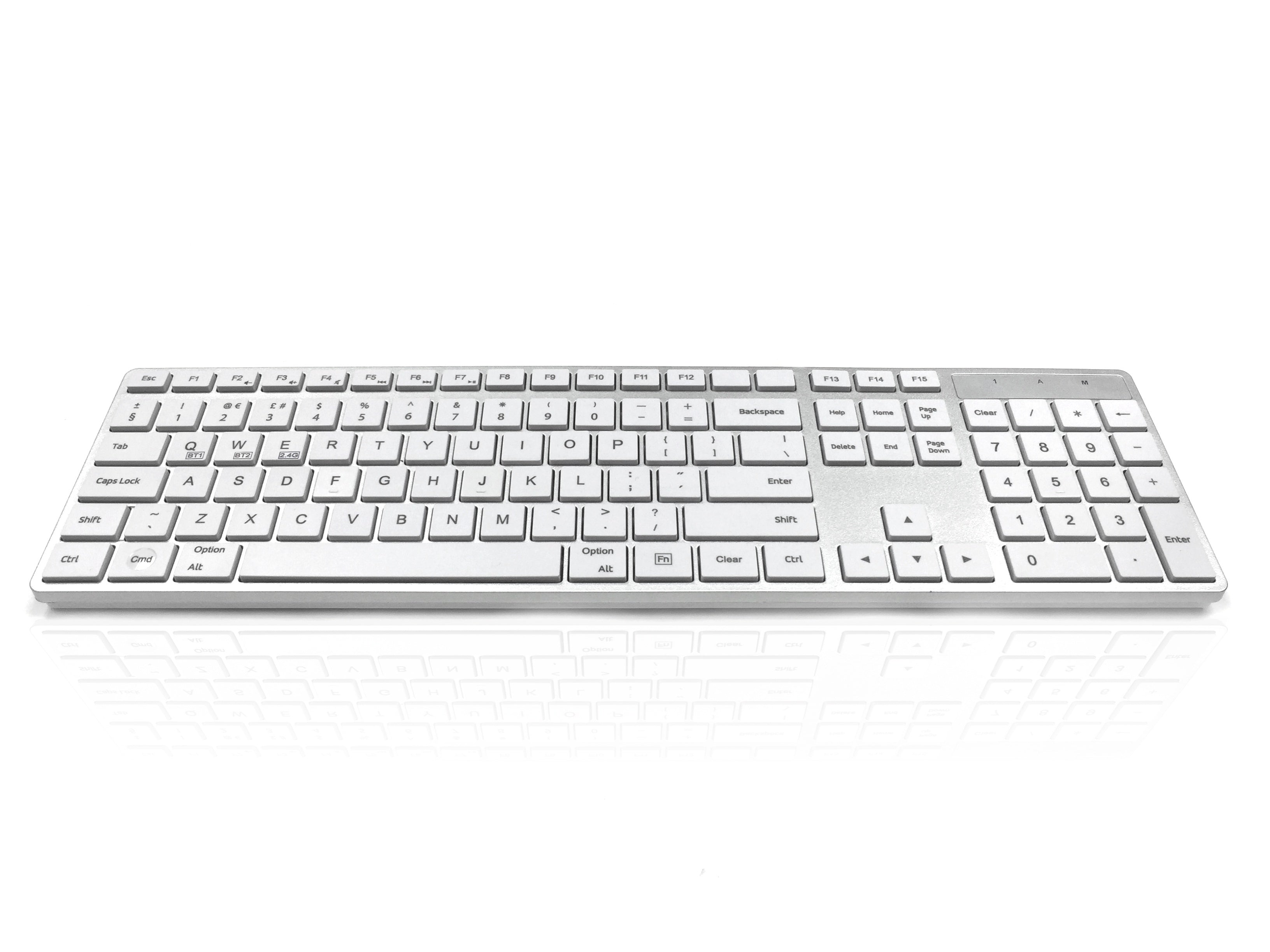 Accuratus 301 Wireless Multi-Device - Dual Bluetooth &amp; RF 2.4GHz Wireless Multidevice Multidevice Full Size Super Slim Multimedia Keyboard with Square Modern Keys in Black - UK English Layout