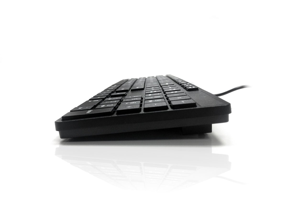 Accuratus 301 - USB Full Size Super Slim Multimedia Keyboard with Square Modern Keys in Black - Arabic Layout