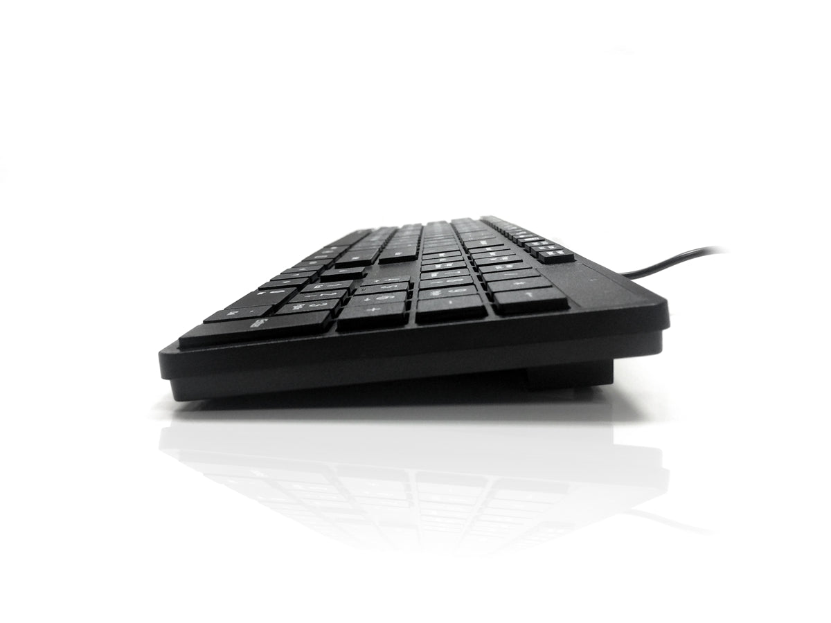 Accuratus 301 - Clavier multimédia ultra fin USB pleine taille avec touches carrées modernes en noir - Disposition tchèque