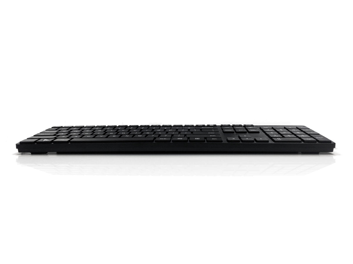 Accuratus 301 - USB Full Size Super Slim Multimedia Keyboard with Square Modern Keys in Black - German QWERTZ Layout