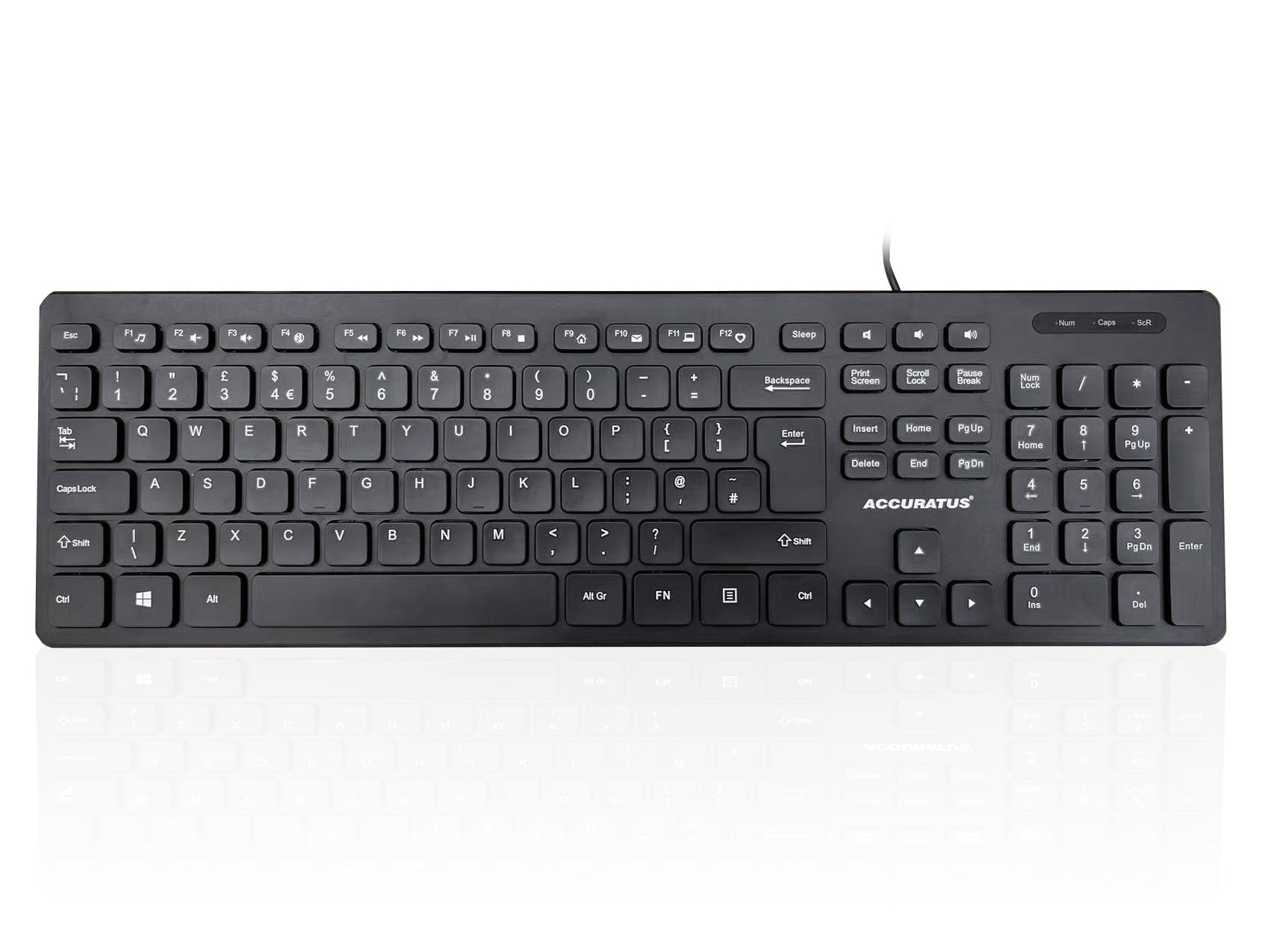 Accuratus 360 Hub - USB Full Size Professional Slim Multimedia Keyboard with 2 Port USB2.0 Hub