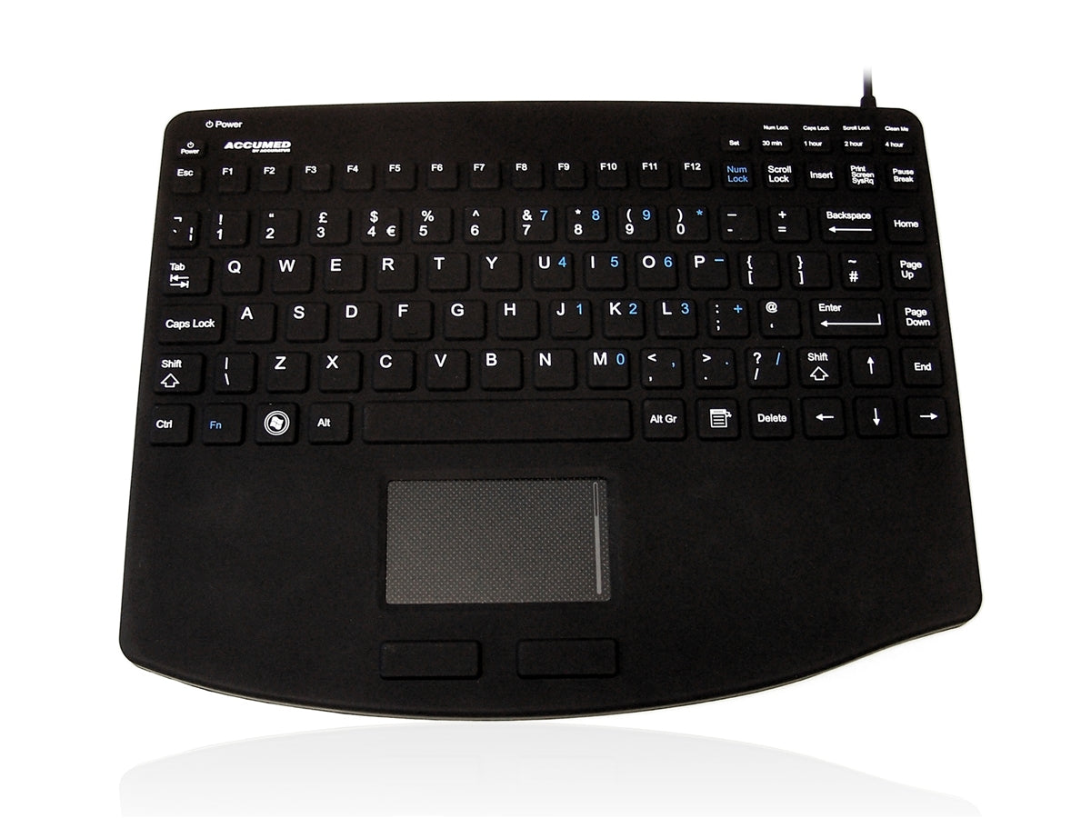 Accuratus AccuMed 540 V2 - USB Mini Sealed IP67 Antibacterial Clinical / Medical Keyboard with Large Touchpad