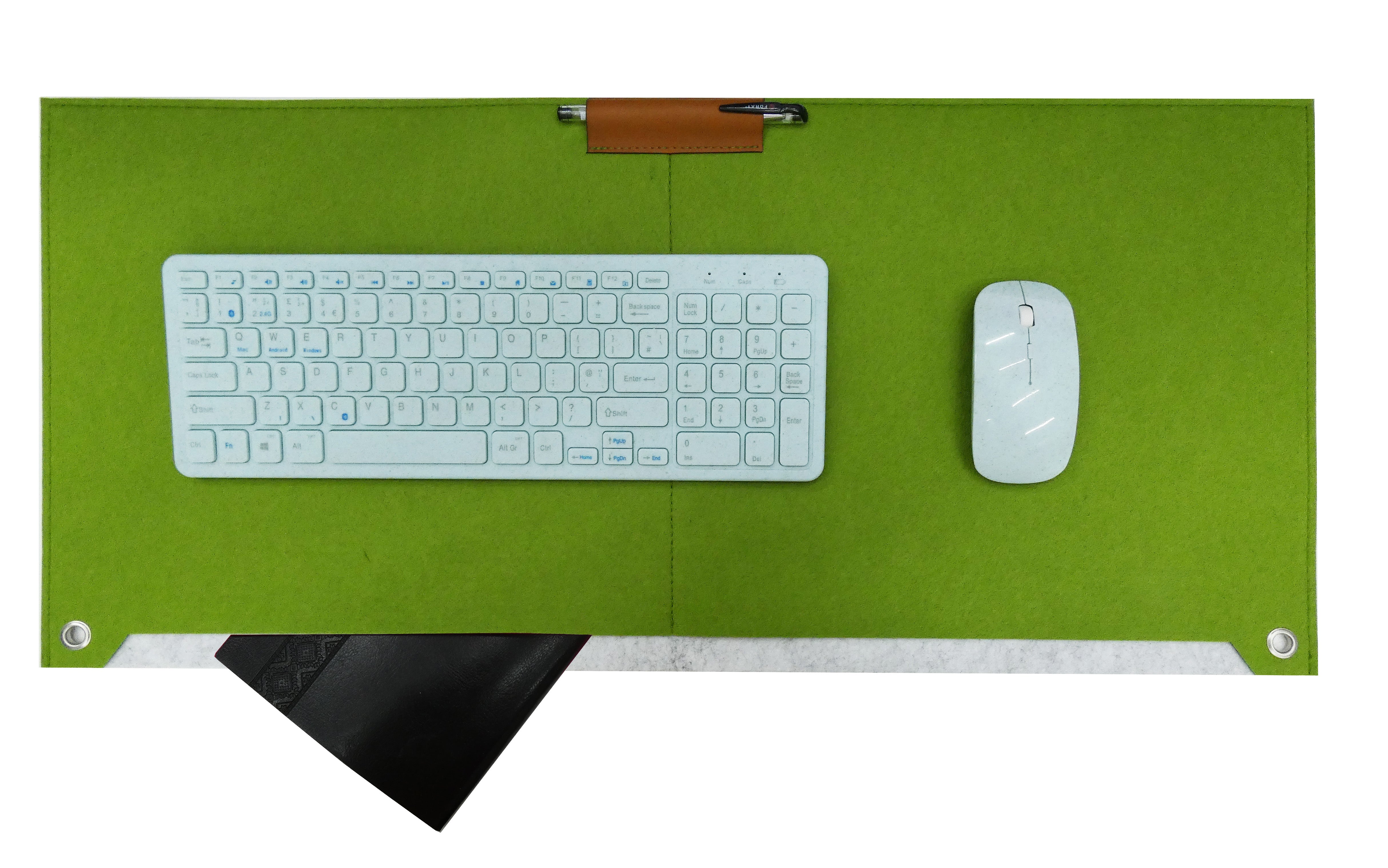 Tapis de bureau et tapis de souris en feutre pour ordinateur/ordinateur portable avec compartiment pour stylo et papier